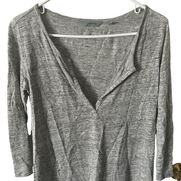Athleta Gray 100% Linen light Weight Top Size XS - Picture 7 of 9